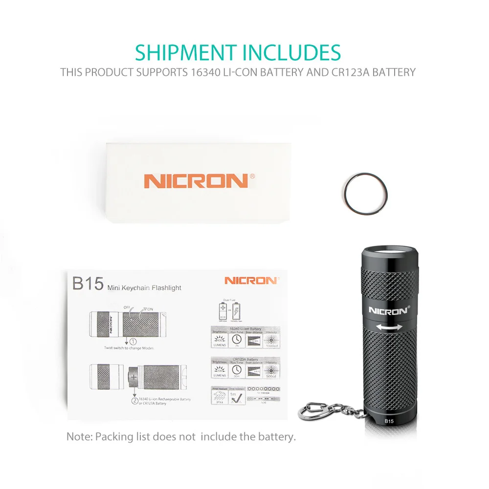 NICRON Мини светодиодный фонарик для ключей твист Применение 5 режимов