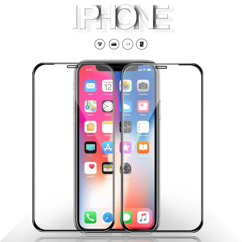 Черное полное покрытие 2.5D цветное стекло для Iphone 6 Plus 6s Se 7 8 X Xr Xs Max защитная