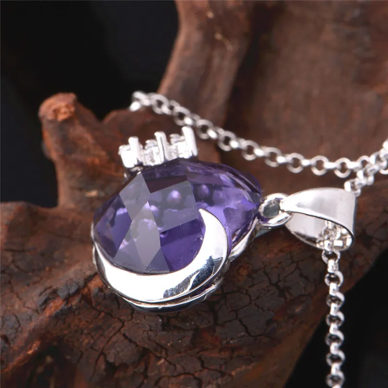 Almei сердце чокер ювелирные изделия серебряный цвет ожерелье с синим/фиолетовым