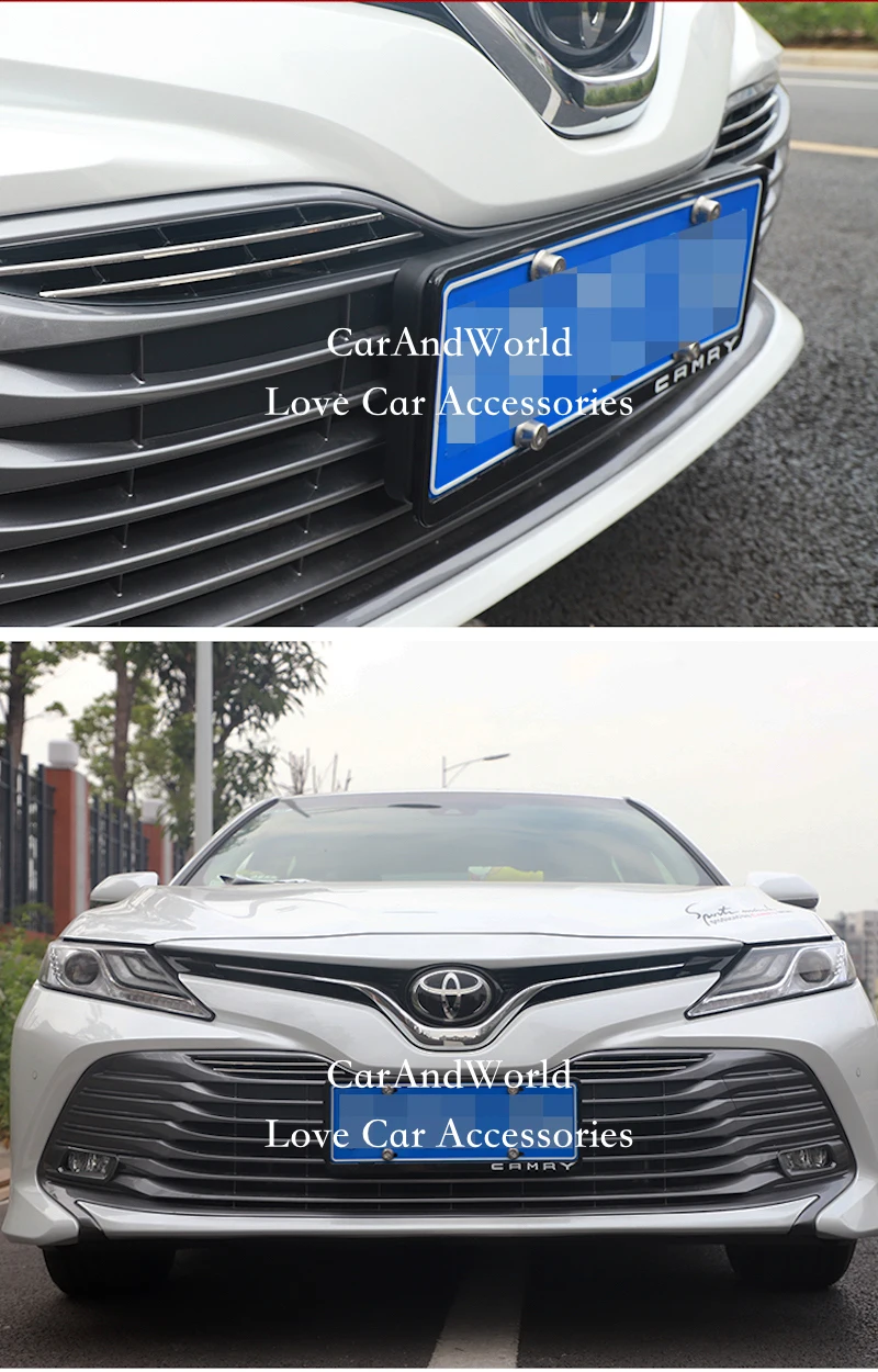 Для Toyota Camry внешняя Передняя Центральная решетка решетки крышка защита молдингов планки из нержавеющей стали полосы автомобильные аксессуары