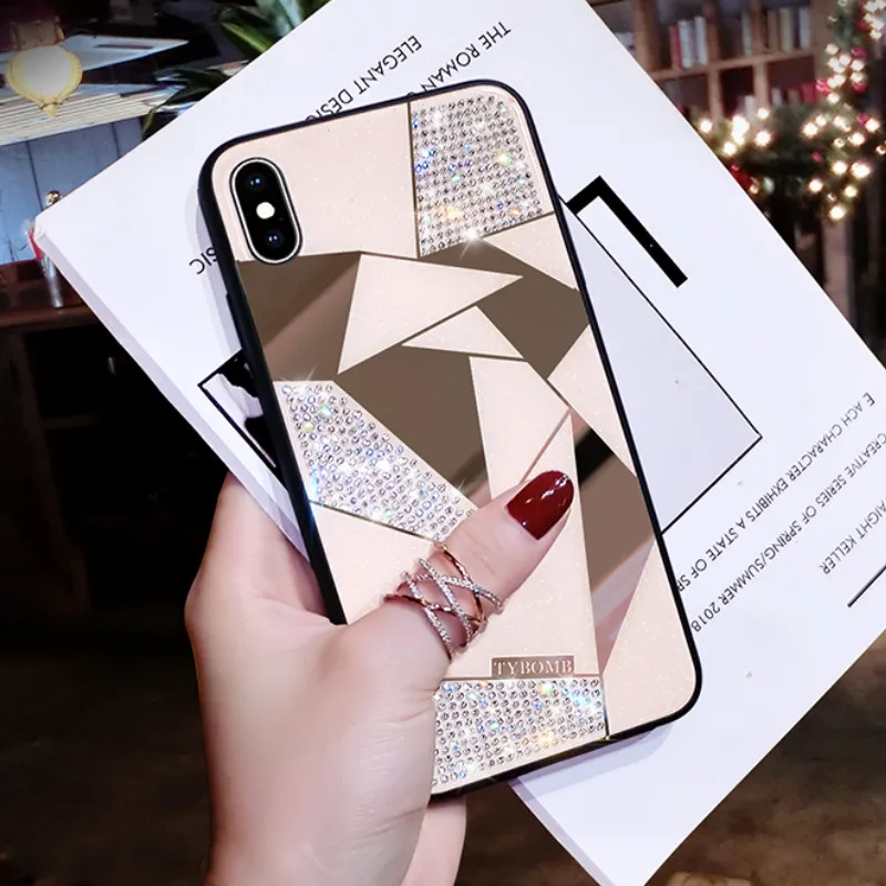 ONEPLANT роскошное творческое зеркало ромб чехол для iPhone X XR XS MAX 6 S Чехол для iPhone 7 8 Plus Модный чехол для бурения воды
