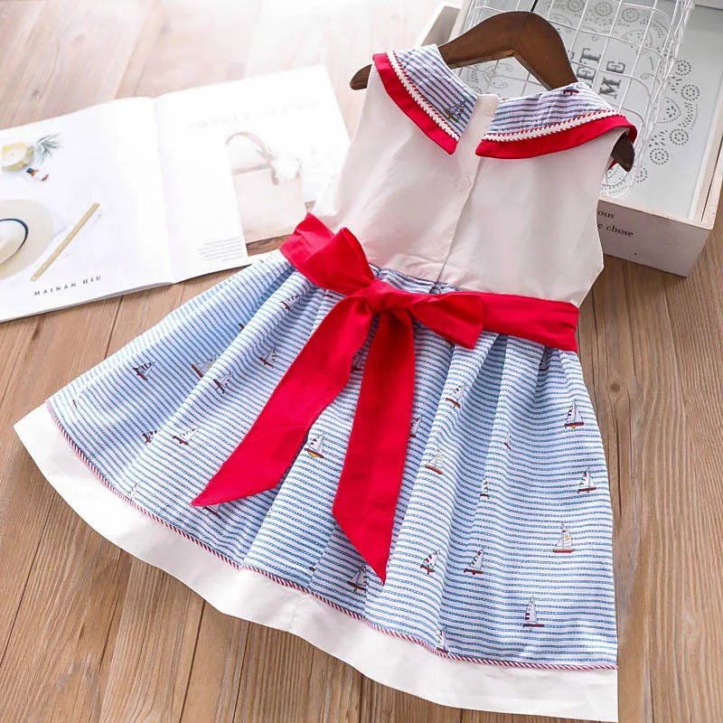 Summer Girl Stripes Navy Style Dress with belt Wholesale | Детская одежда и обувь