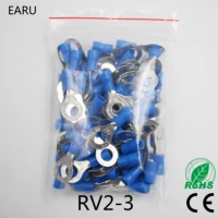 rv2 3 blue 22 16 awg 1 5 2 5mm2 insulated ring terminal connector cable connecto wire connector 100pcspack rv2 5 3 rv