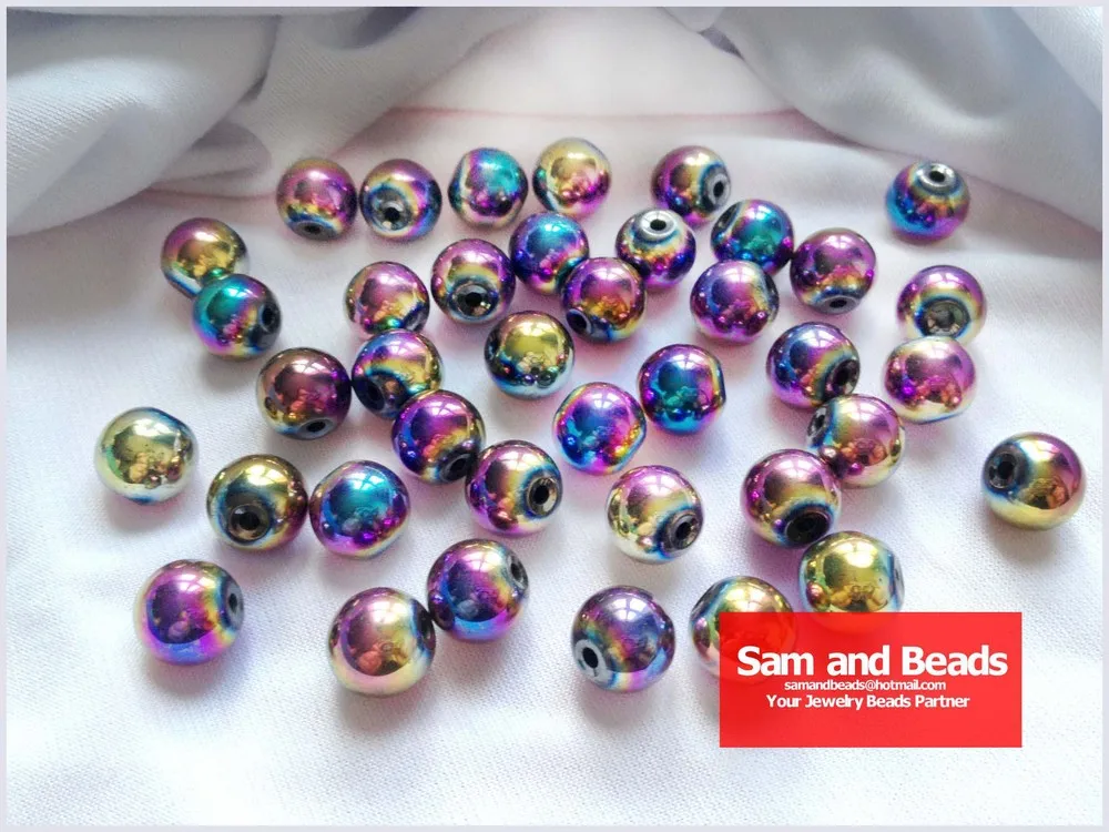 50 шт./лот магнитные бусины из гематита радужной расцветки для браслетов ручной