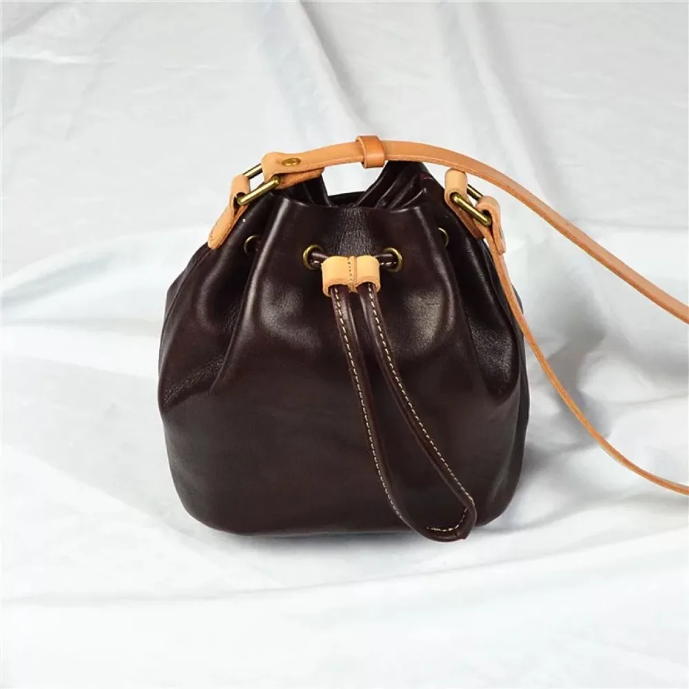 Женский мини кошелек в японском стиле натуральная кожа кожзам на завязках