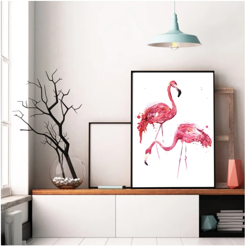 Ins Flamingo modular pictures painting by numbers on the wall Diy Oil drawing | Дом и сад