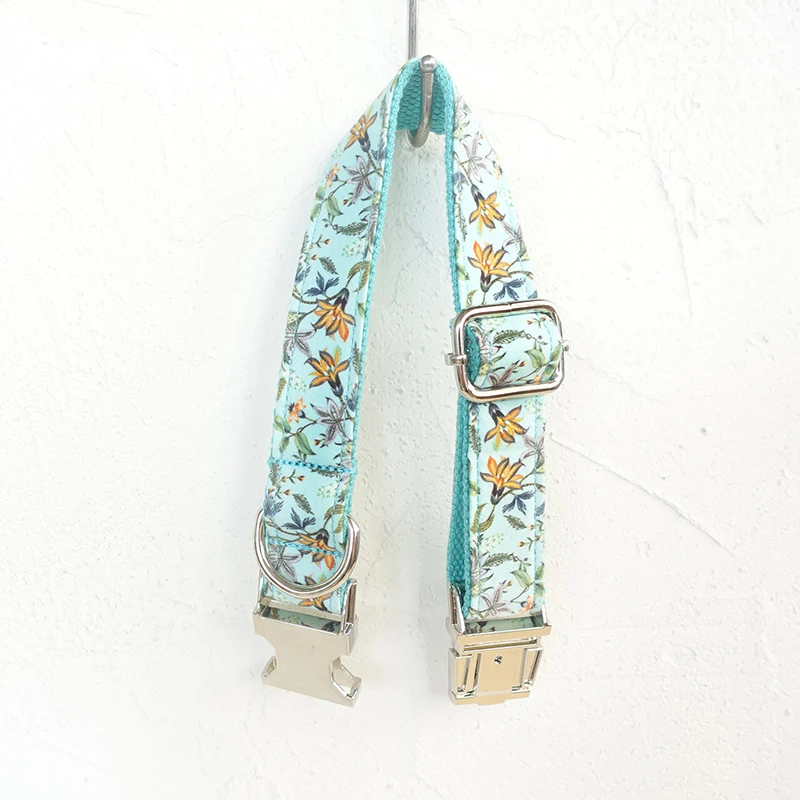 MUTTCO розничная продажа креативные стильные ошейники для собак синий цветок