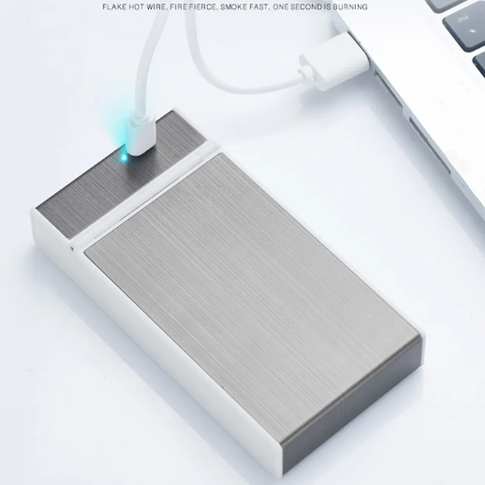USB Зажигалка чехол для 20 сигарет упаковка для сигарет длиной 100 мм