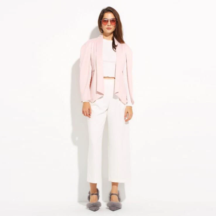 Summer Women's Blazer Long Sleeve Lapel Cape Blazer Coat Casual Split Poncho OL Jacket Cloak Coat Women Blazer Suit White Pink