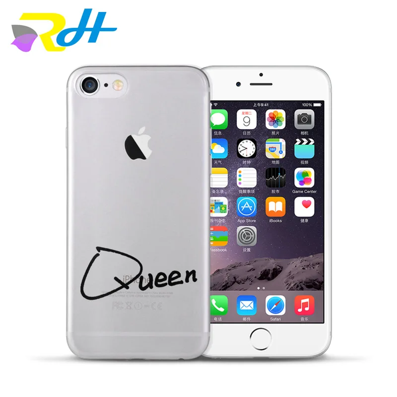 Наклейка Дизайн Королева Король Корона чехол серии для iPhone 6 6S Plus 5 5S SE 7 8 X Xr Xs Max Coque