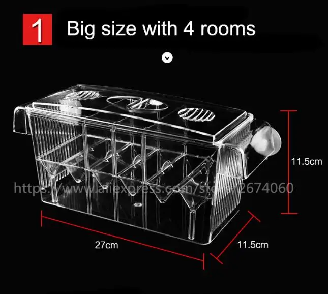 4 room Breeding box Светодиодный светильник для аквариума из акрила с тремя разделениями Betta Fish Tank с тройным бантом и изоляцией люка, коробка для пород синего и фиолетового цветов AT007 - Цвет: 4 room Breeding box