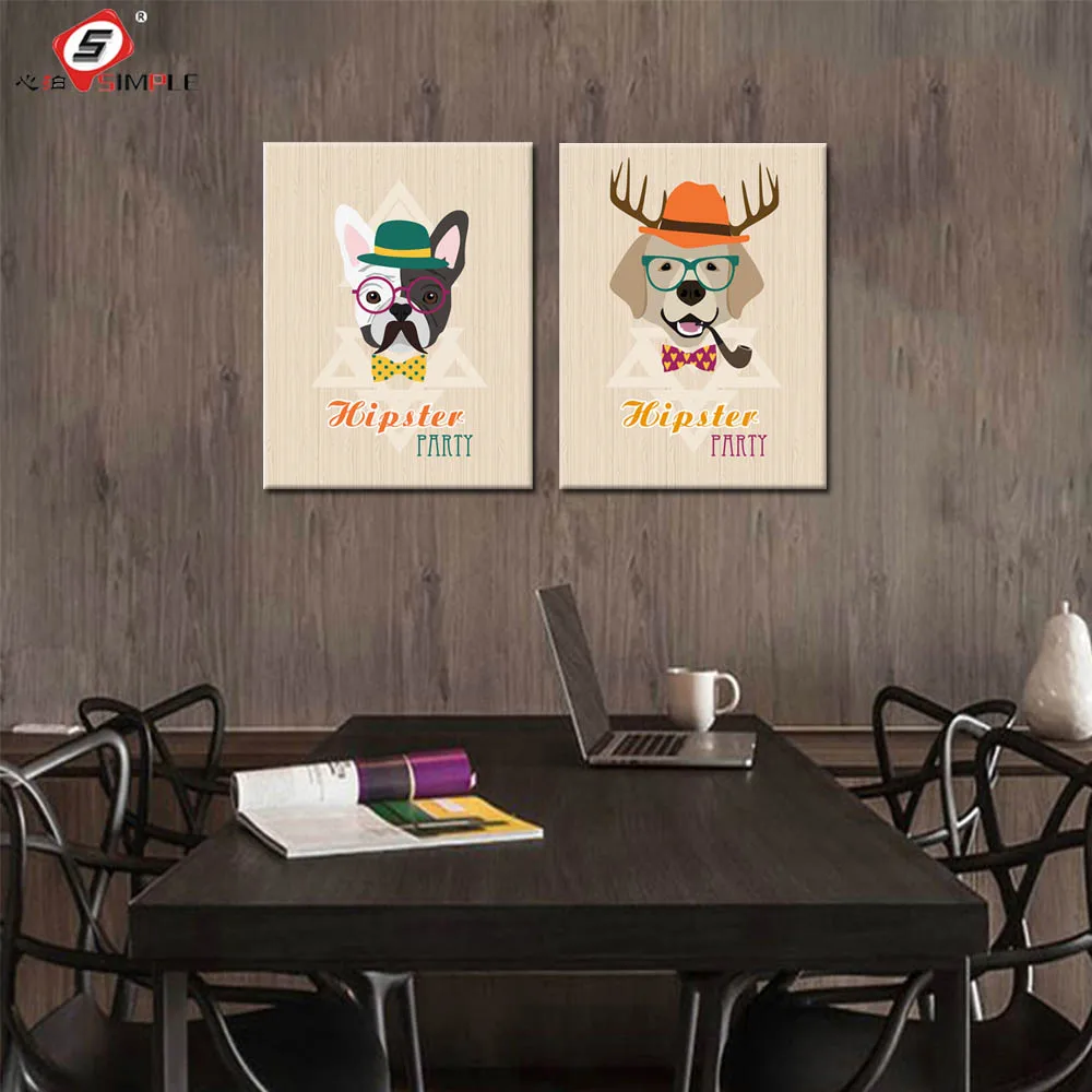 

Simple HD Animal Canvas Spray Print Set Home Decor Cute Hipster Pet for Living Room Pictures Wall Paintings Drop Shipping