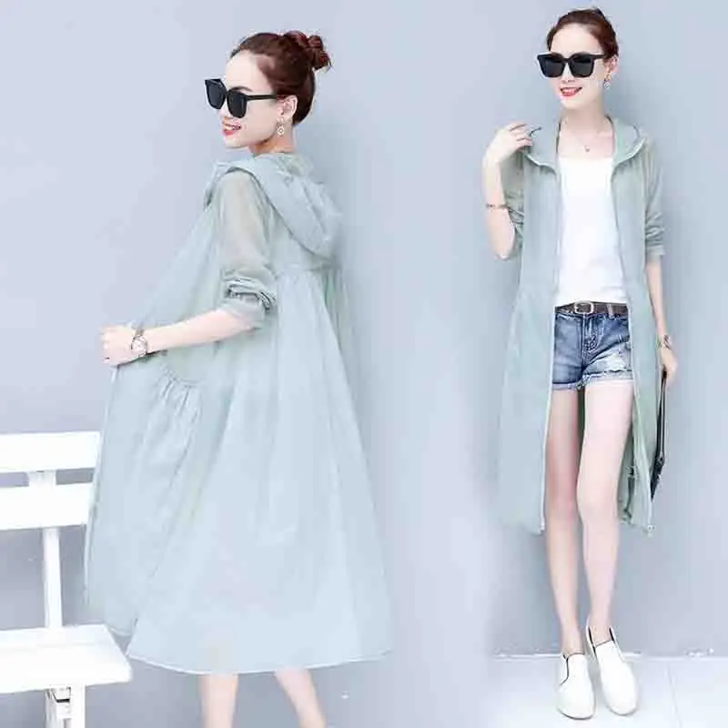 2019 летние Для женщин Повседневное с капюшоном Солнцезащитная одежда плюс