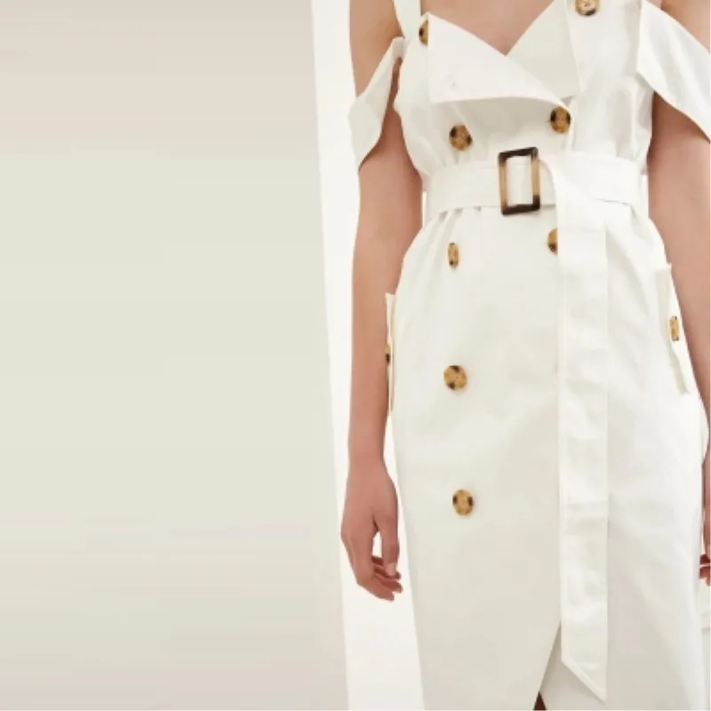 Новинка 2017 модное летнее платье простое британское однотонное двубортное с