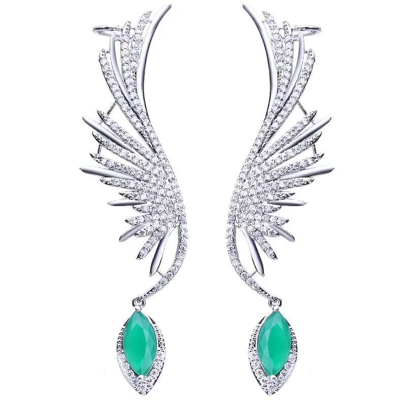 

Bettyue Fashion Charm Bride Wedding Earrings Angel Wings AAA Cubic Zirconia White Green Color Earrings for Women Girls Gifts