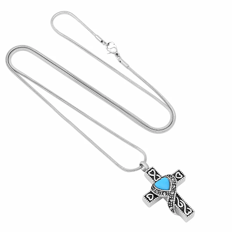 IJD9699 Crysatl шелковая лента Hold Heart Cross зола после кремации Ожерелье Подвеска для
