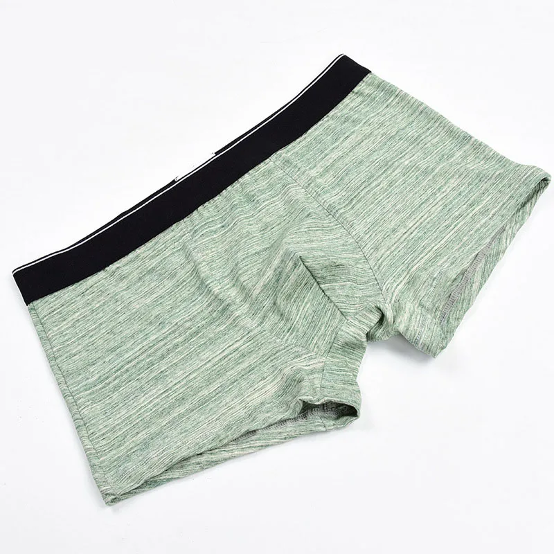 green DANJIU, хлопковое Мужское нижнее белье, низкая талия, одноцветные мужские шорты-боксеры, u-образные, дышащие, мужские трусы, модные, Cueca Calzoncillos - Цвет: green