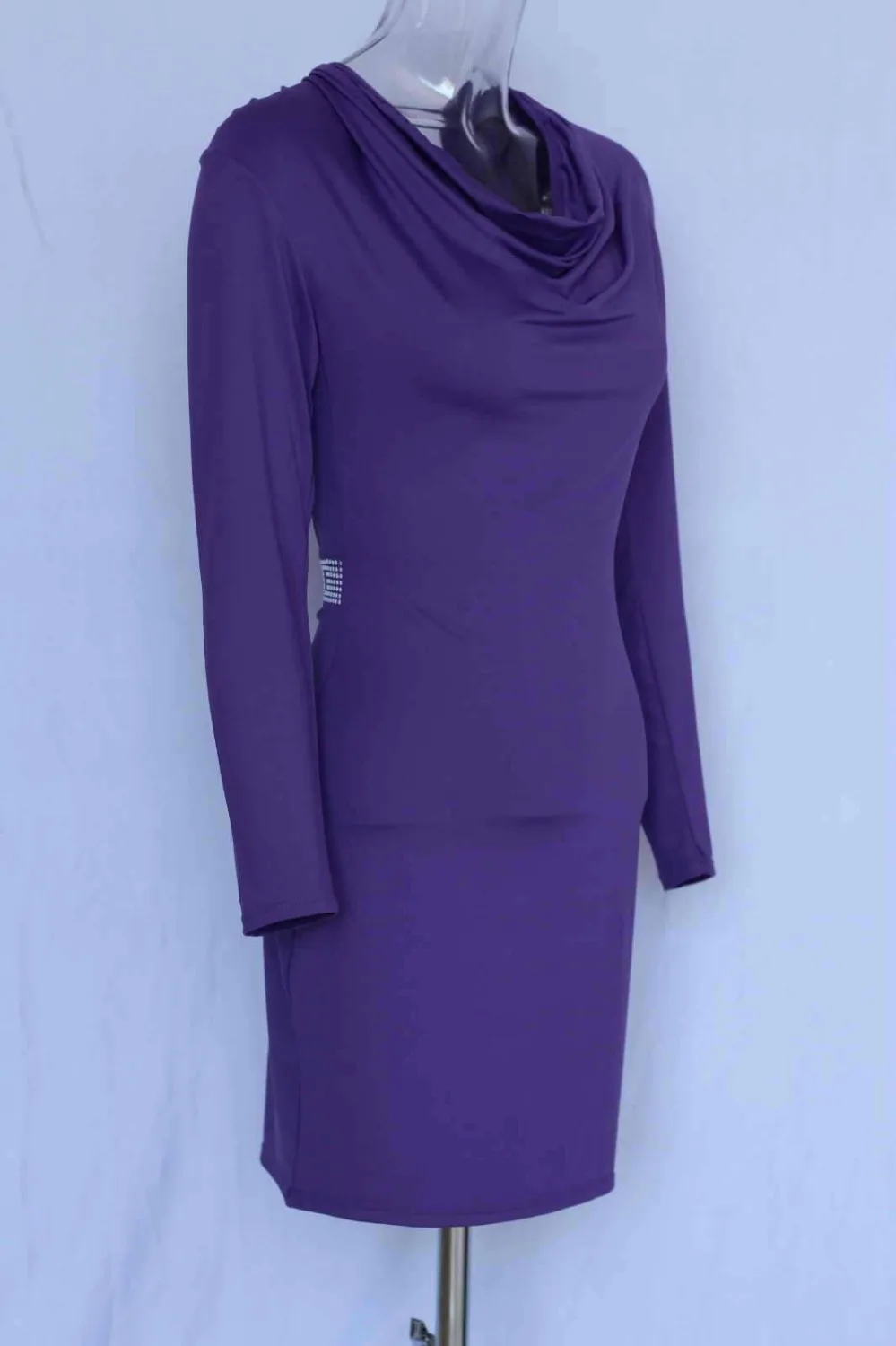 Фиолетовое короткое сексуальное Клубное платье с оборками и вырезами сзади