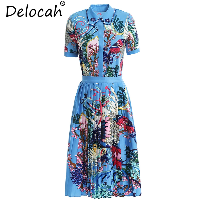 Delocah женские летние винтажные костюмы подиумная Модная рубашка с коротким