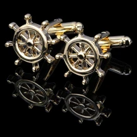 mark the fashion cufflinks ship direction wheel steering design golden yellow shirt cuff links for men 5 doublewholesale
