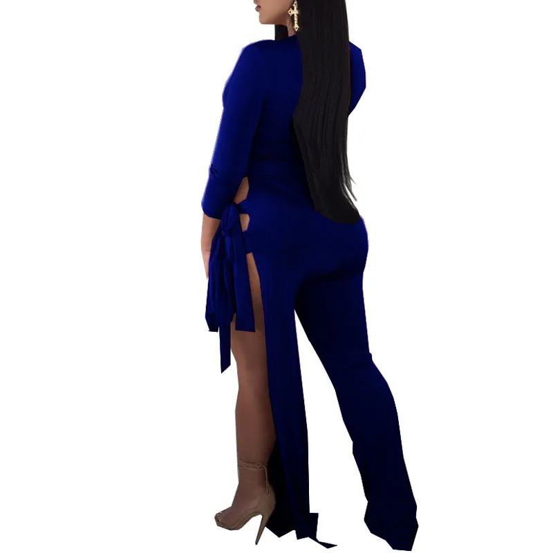 Женский комплект из 2 предметов черный и синий укороченный топ с V образным