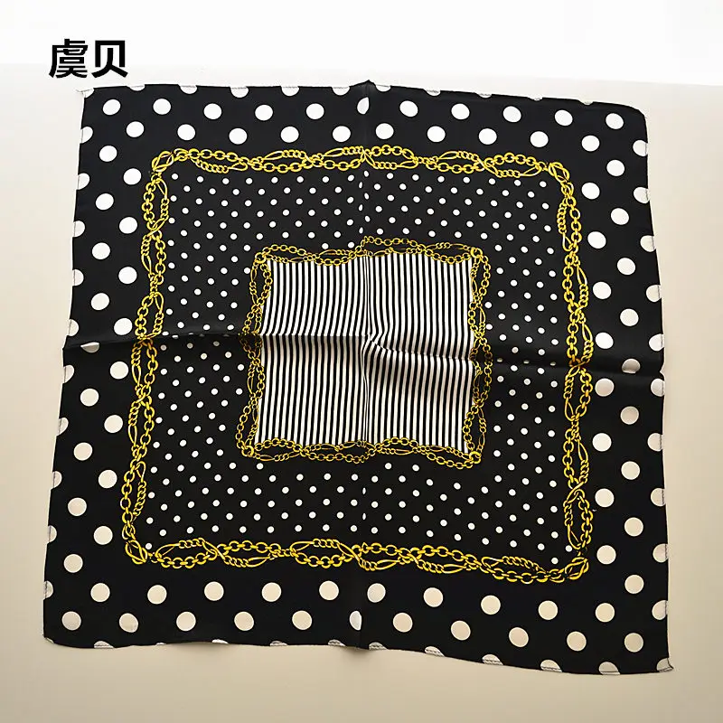 Платок в черный и белый горошек платок маленький квадратный шелковый шарф