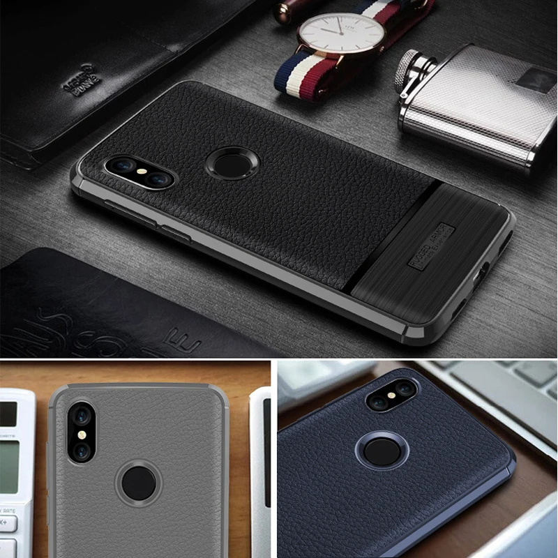 Чехол для Xiaomi Redmi Note 5 Pro кожаный чехол с зернистой текстурой личи из ТПУ Prime
