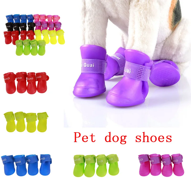 4 шт. непромокаемые зимние ботинки для собак Нескользящие дождливой погоды