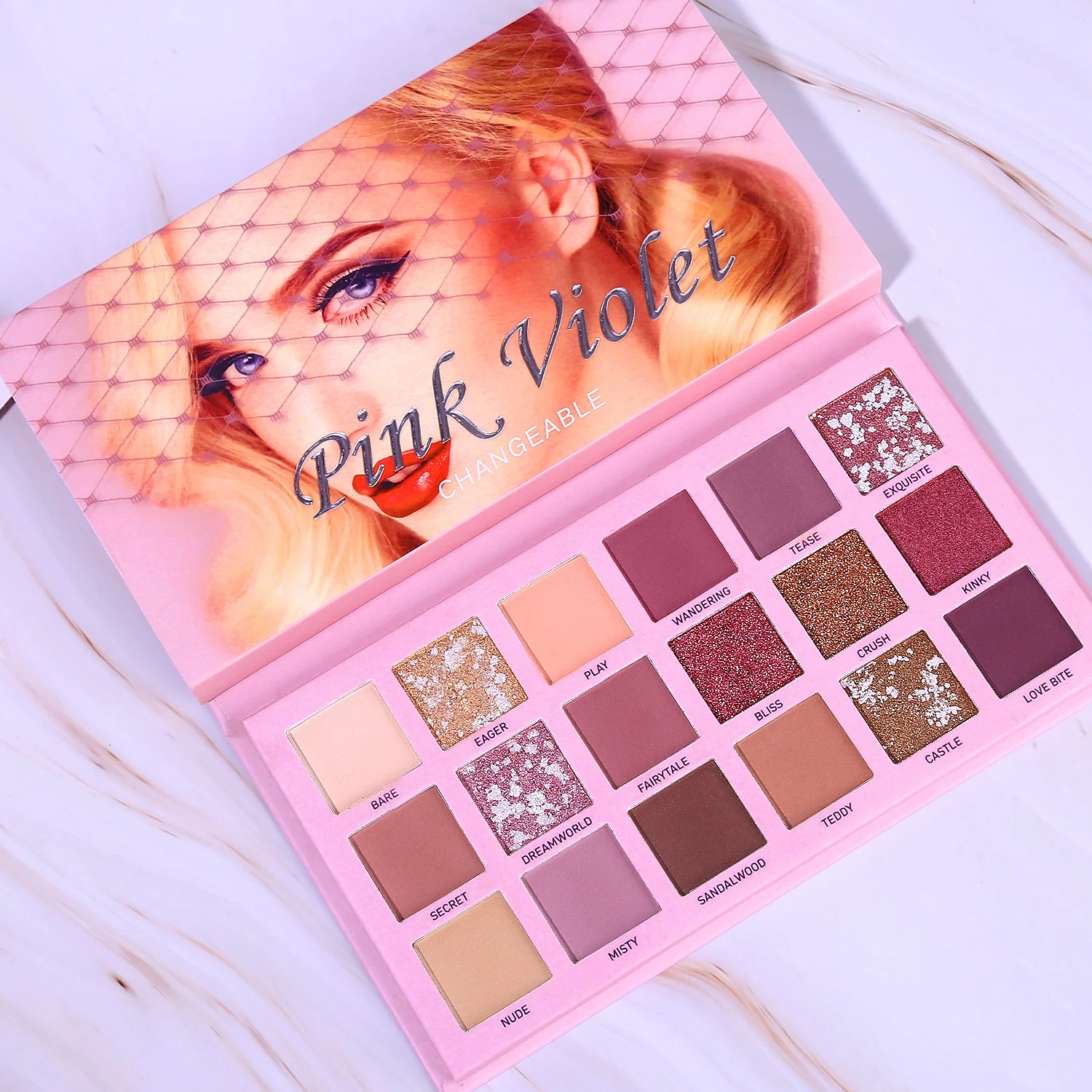 18color Eyeshadow Розовая палитра для макияжа, пигментированные тени для век телесного цвета, 18 цветов, мерцающие тени для век, матовая блестящая Водонепроницаемая стойкая косметика - Цвет: 18color Eyeshadow