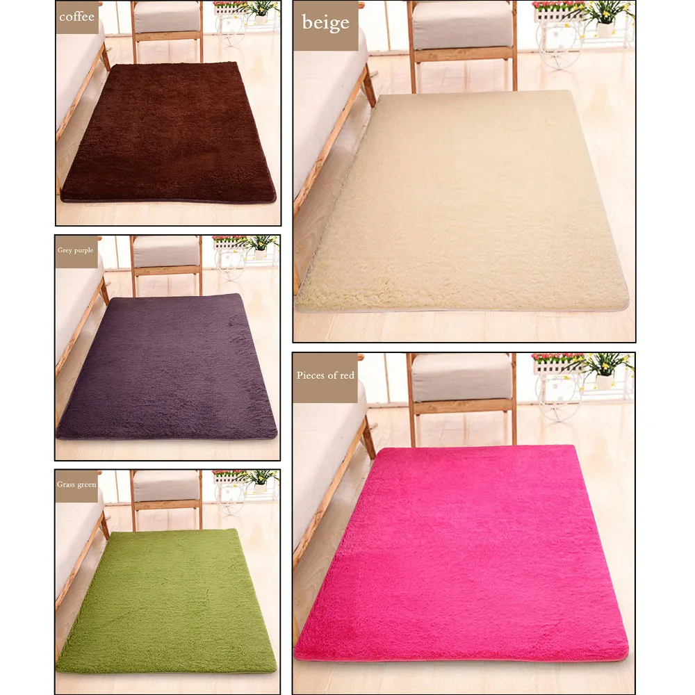 

Silk Wool Fluffy Rug Yoga Carpet 120cm x 80cm for indoor physical exercise