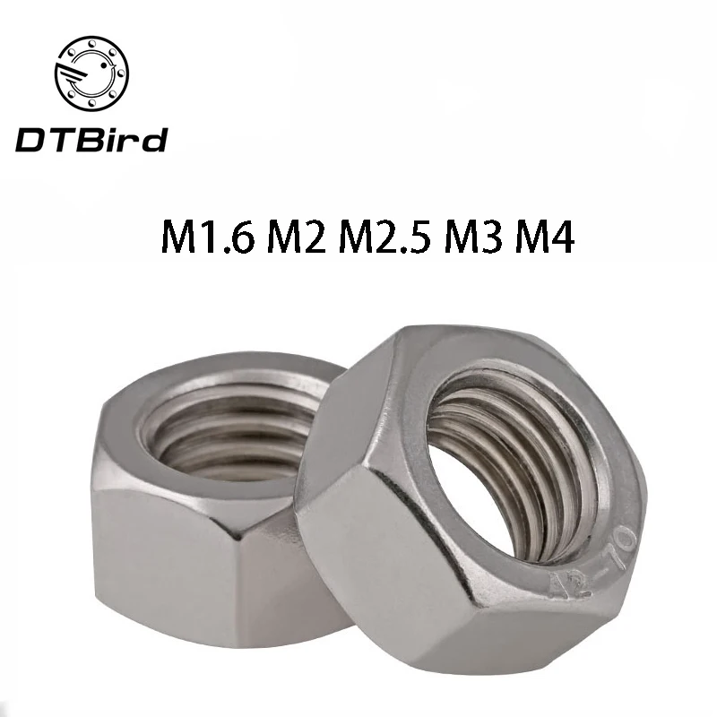 

100Pcs DIN934 M1.6 M2 M2.5 M3 M4 Carbon Steel Hex Nut Hexagon Nuts Metric Thread Suit For Screws Bolts
