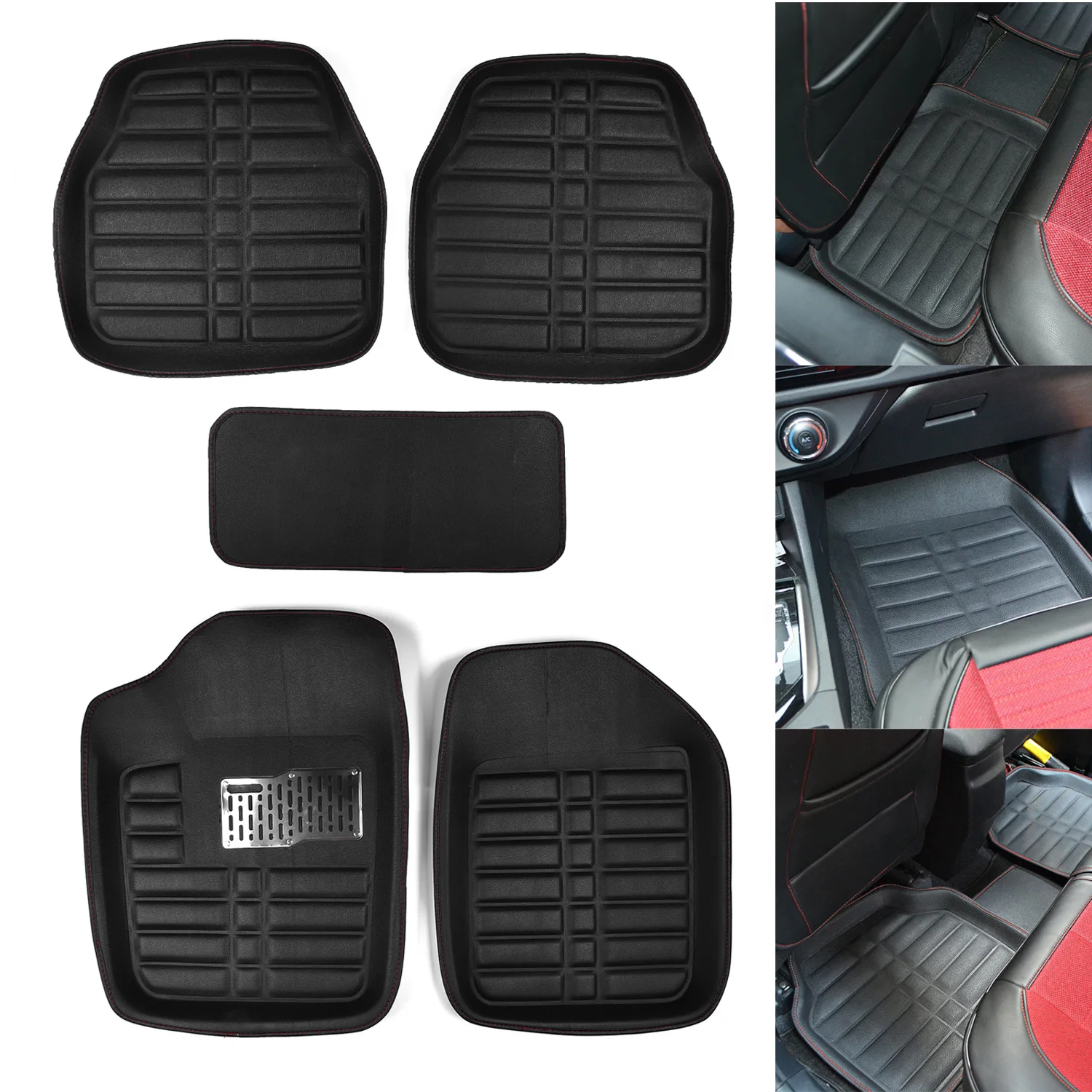 Черный 5 шт. универсальный автомобильный коврик для ног водителя мест задний