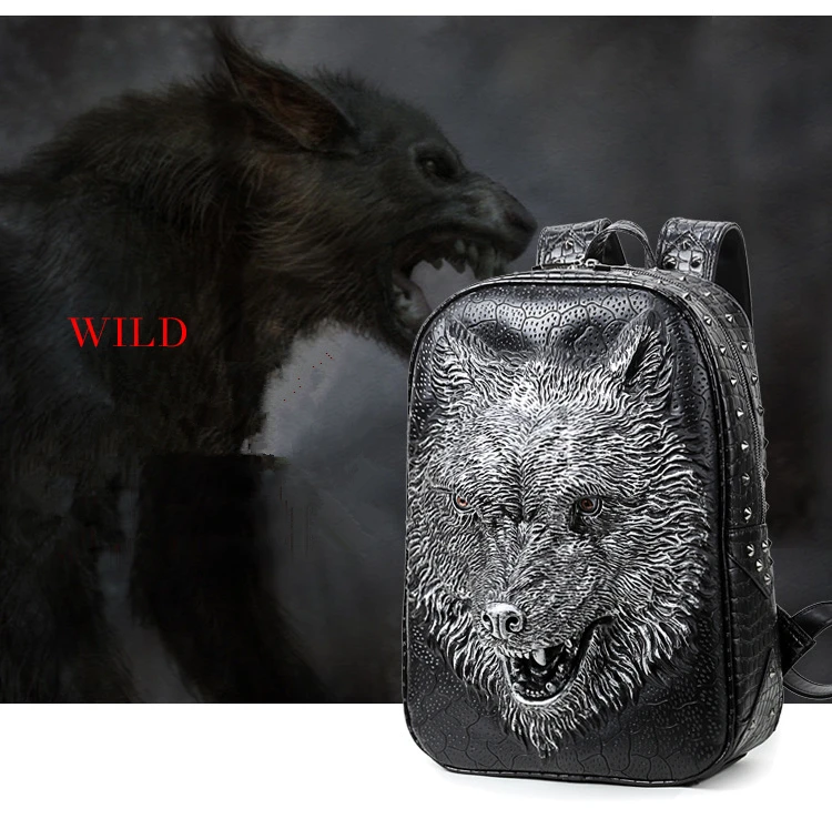 Рюкзак с 3D графическим тиснением verisimild Wild Wolf из искусственной кожи, рюкзак для путешествий, рюкзак для ноутбука, женский и мужской рюкзак на плечо, Mochila Feminina, сумка в стиле панк