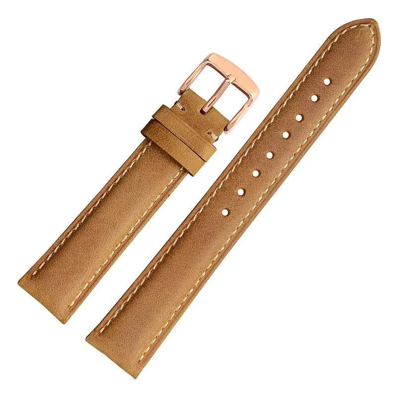 WOCCI Watch Band-винтажный кожаный ремешок для часов, выбор цвета и ширины(18 мм, 19 мм, 20 мм, 21 мм или 22 мм), Пряжка из розового золота