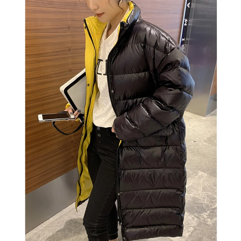 Женская длинная куртка-пуховик на 90% утином пуху теплая Толстая куртка