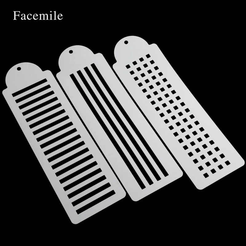 Facemile 3 шт./компл. пластмассовый трафарет для торта клетчатый полосатый дизайн