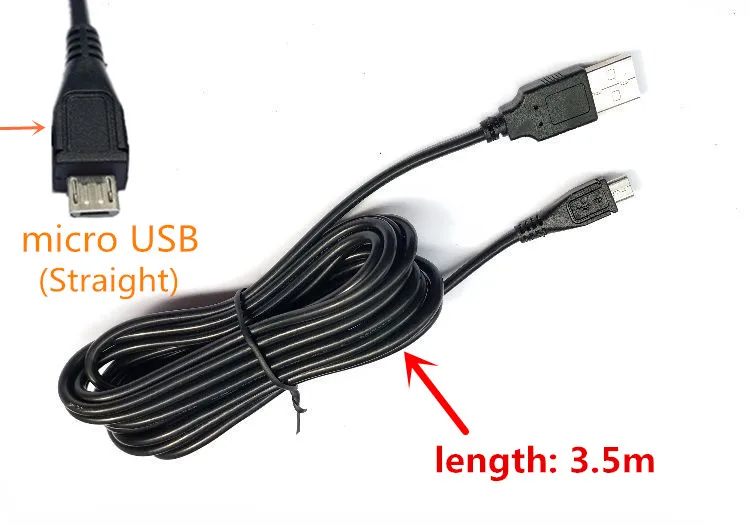 Micro USB Straight Автомобиль зарядки изогнутый мини/микро USB кабель для автомобиля dvr камера видео рекордер/gps/PAD/мобильный, длина кабеля 3,5 м(11.48ft - Название цвета: Micro USB Straight
