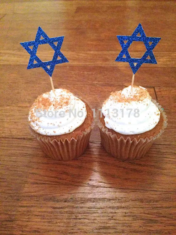

Недорогой Топпер для торта с изображением звезды Давида hanukka, украшения hanukka, топпер для торта для вечеринки