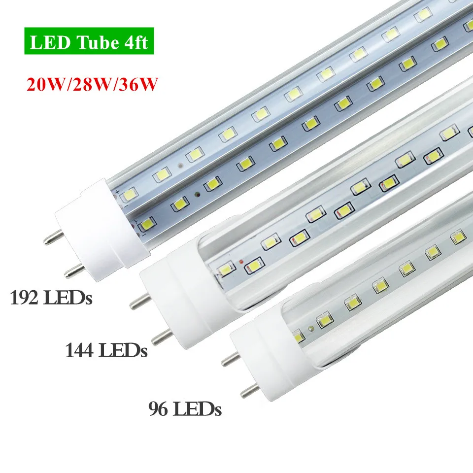 Супер яркие светодиодные флуоресцентные лампы G13 4ft 20W 28W 36W T8 96Led 144LED 192LED SMD2835 AC 85 265V
