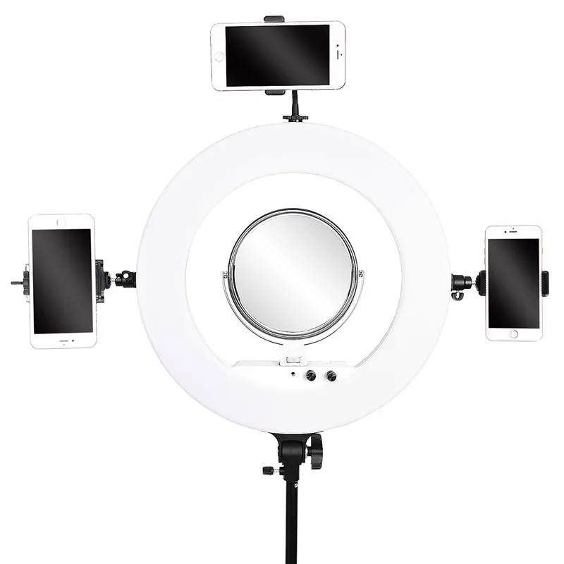 Fosoto FT-R480 кольцевой светильник 18 дюймов фотографический светильник ing 3200-5800K с регулируемой яркостью светодиодный кольцевой светильник штатив и зеркало для камеры телефона
