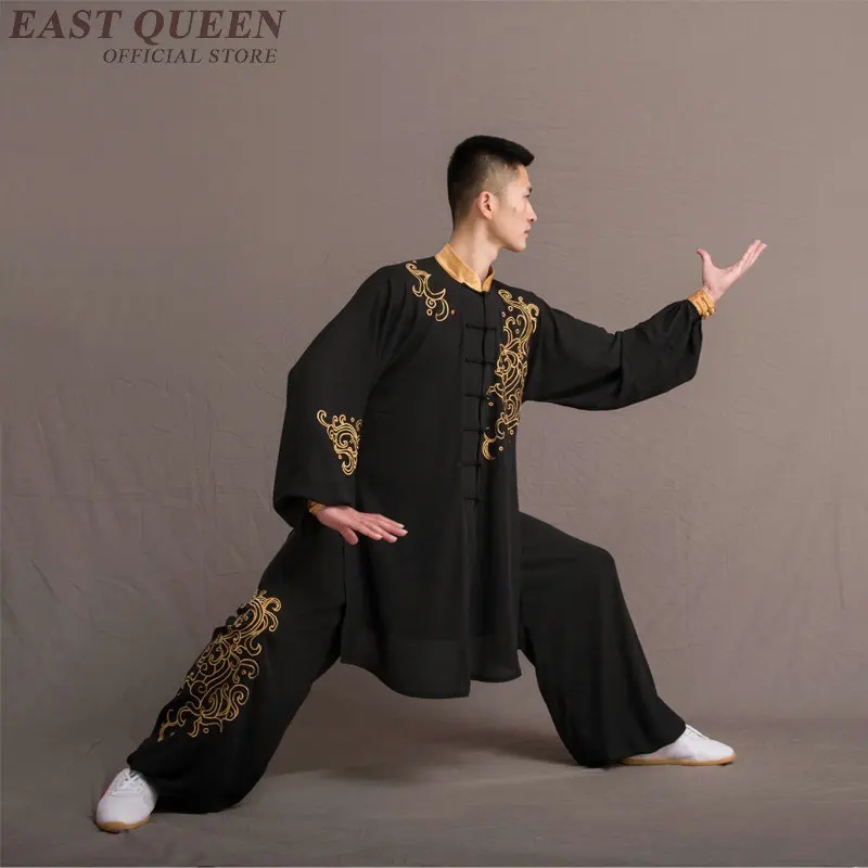 Мужская униформа для кунг фу Tai Chi черная выступлений с вышивкой TA1685 2019|Наборы| |