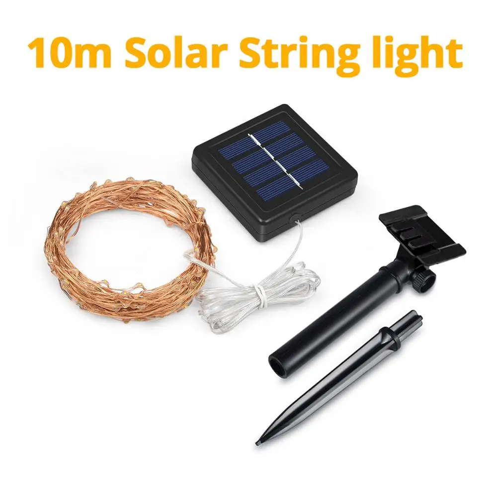 10M Solar LED String Солнечная Светодиодная лента 5 м 10 м 20 м USB или на солнечных батареях светодиодная лента светильник s медный провод струнная лампа светодиодный теплый светильник многоцветный - Испускаемый цвет: 10M Solar LED String