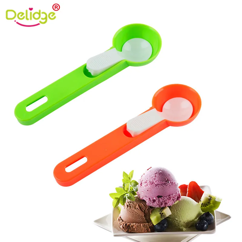 Delidge, 1 шт., цветная ложка для мороженого, пищевая, пластиковая, для копания мороженого, шар, арбуз, для копания фруктов, Сферическая форма крема