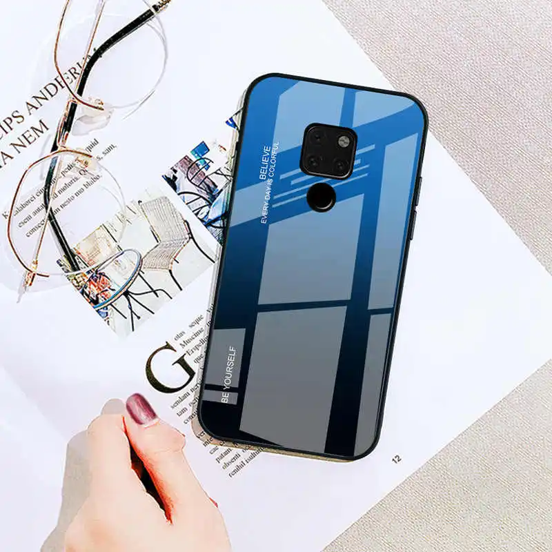 Модный градиентный стеклянный чехол для телефона huawei honor 8X MAX 8A 9 10 Lite V20 цветной чехол для huawei nova 3 4 3e 3i 4e