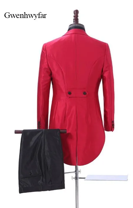 Элегантный мужской костюм Gwenhwyfar 2018 ярко-красный пиджак мужские костюмы для
