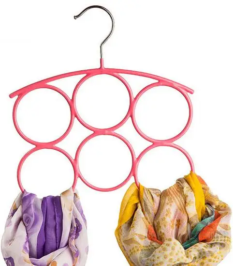 Вешалка для шарфов с шестью кольцами нескользящая шелковая стойка галстука и