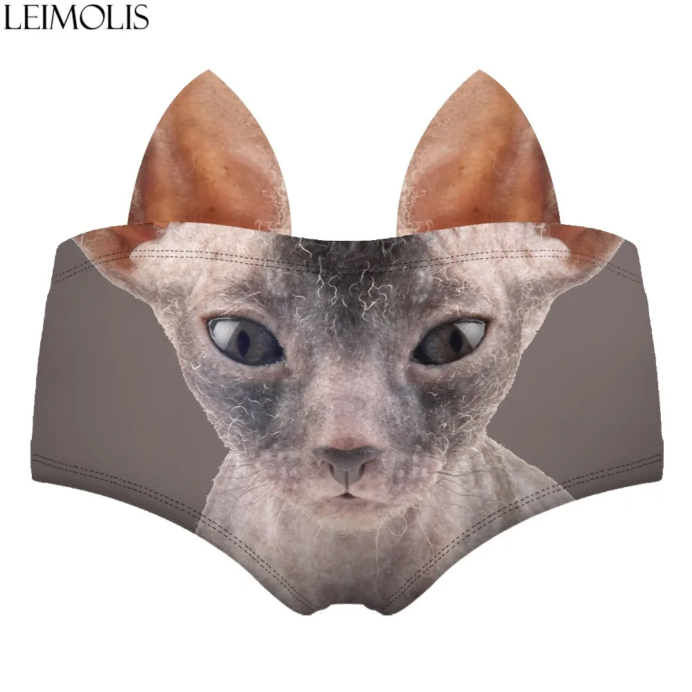 LEIMOLIS Sphynx сексуальные трусики с забавным принтом кота женские милые трусы пуш ап