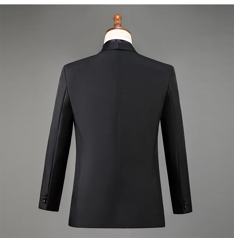 Men Jacket Suit Black White Outfit Stand Collar Coat Set Male Party Clothes Nightclub Bar Costume Singer Performance Wear DT743