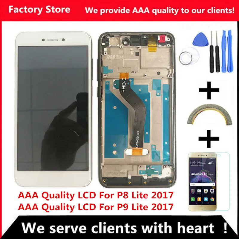 AAA Quality LCD+Frame For HUAWEI P8 Lite 2017 Lcd Display Screen Replacement For Huawei P9 Lite 2017 LCD SCreen PRA-LA1 PRA-LX1