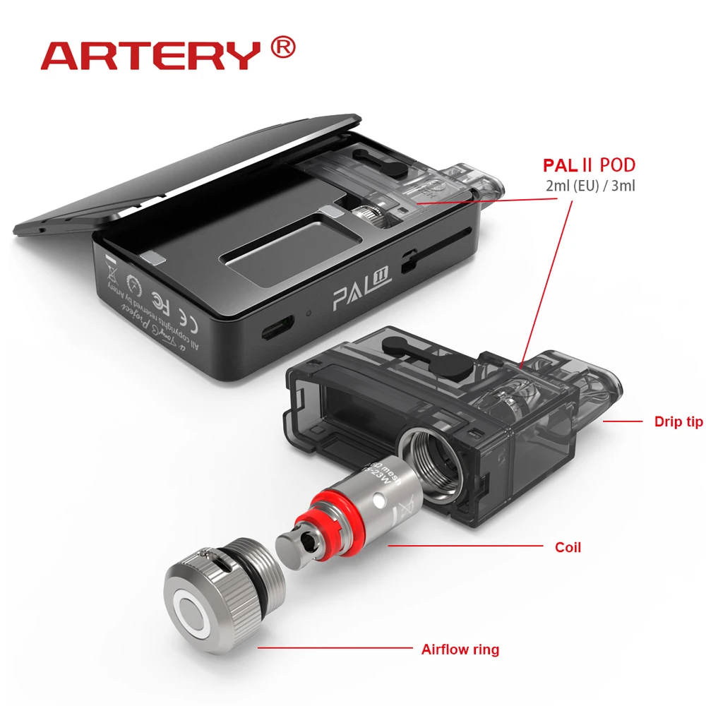 Новый цветной набор для вейпа артерия Pal AIO 2 комплект 1000 мАч с 3 мл бак pod fit 1.